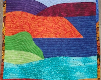 quilted landscape wall hanging
