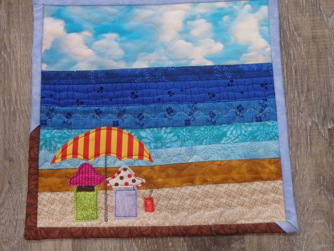 Beach Themed Wall Quilt Quilted Wall Hanging Etsy
