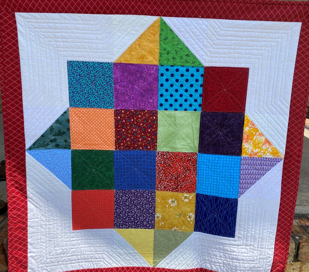 Red Gender Neutral Baby Quilt, Red Baby Quilt, Modern Red Baby Quilt