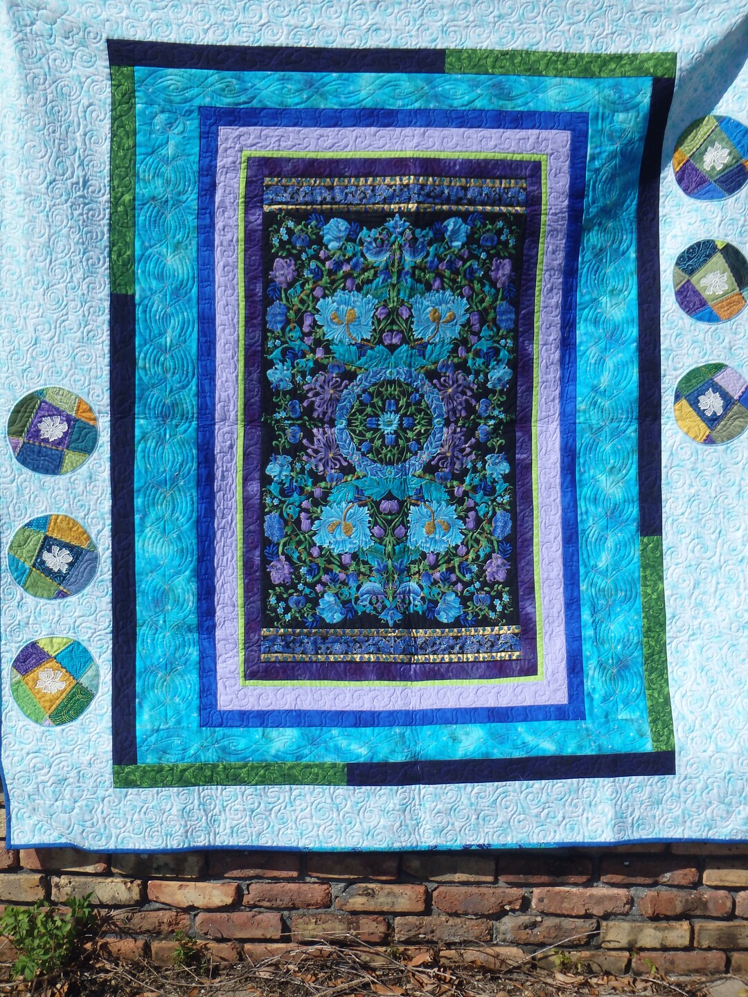 Blue and Purple Twin Size Floral Quilt Blue and Purple Floral Etsy