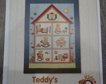 teddy bear applique quilt pattern, Teddy bear twin size quilt pattern