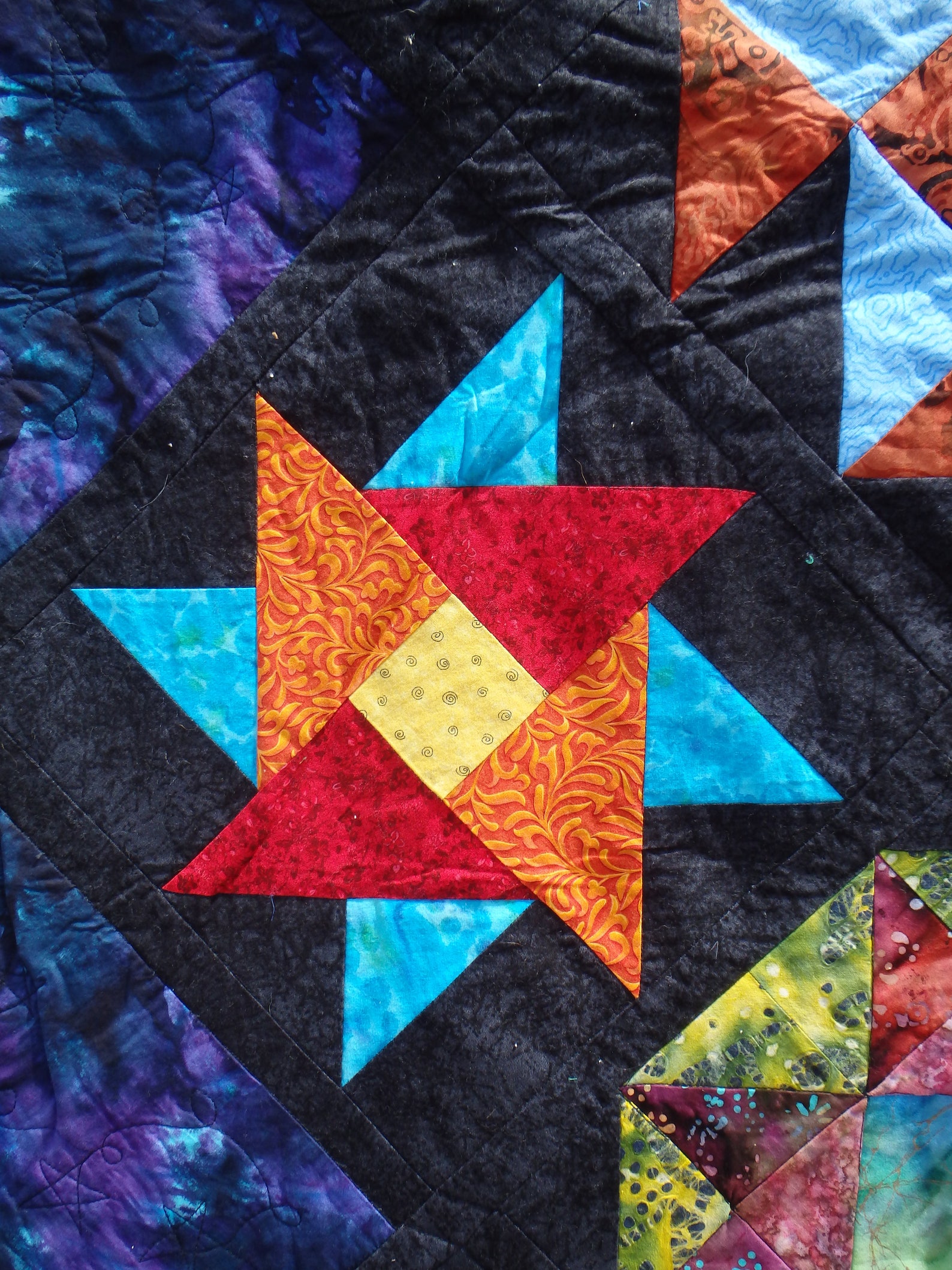 Double Size Quilt Homemade Quilt Star Quilt Blue Quilt Etsy