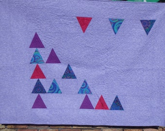 Modern Lavender Triangle Quilt, 48x66 Sofa Throw