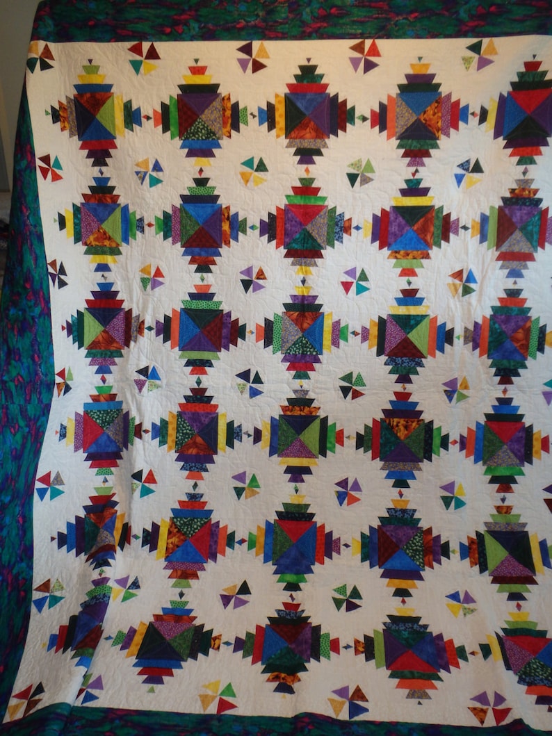 Modern Quilt Pineapple Quilt Queen Size Quilt Handmade Etsy