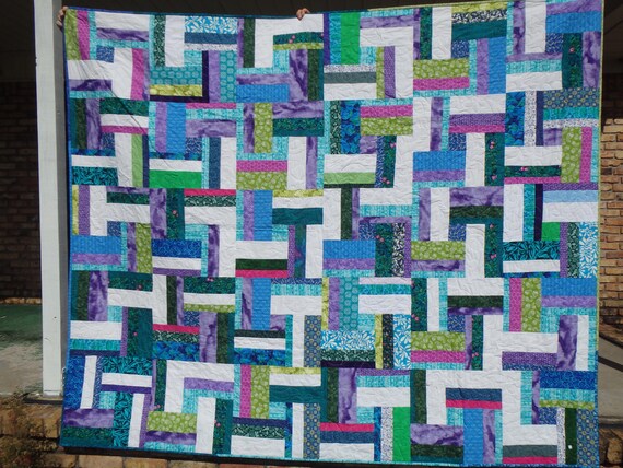 Modern Quilt Purple Quilt Modern Purple Quilt Queen Size Etsy