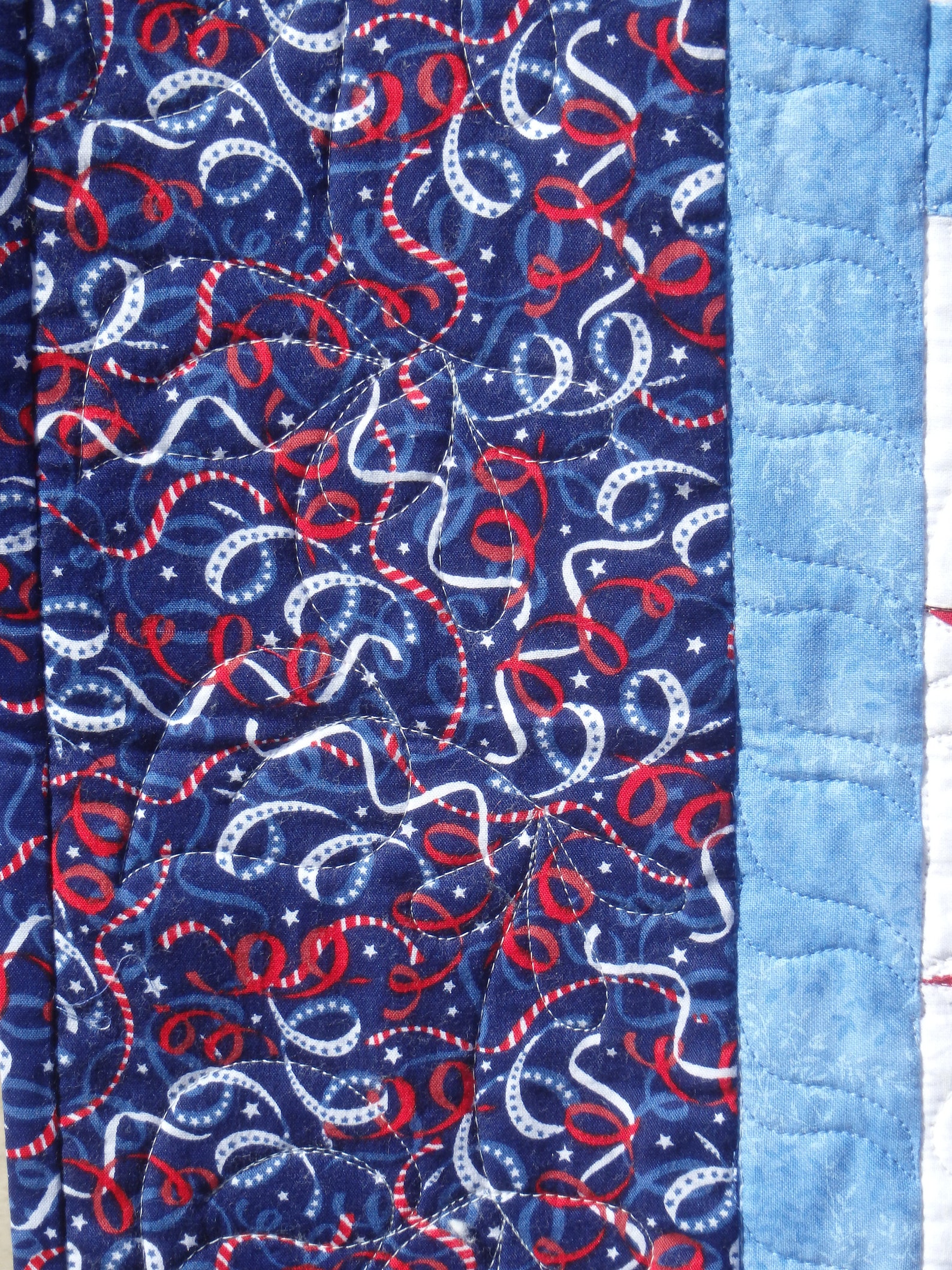 Red and Blue Star Twin Quilt, Red and Blue Lap Quilt, Couch Throw