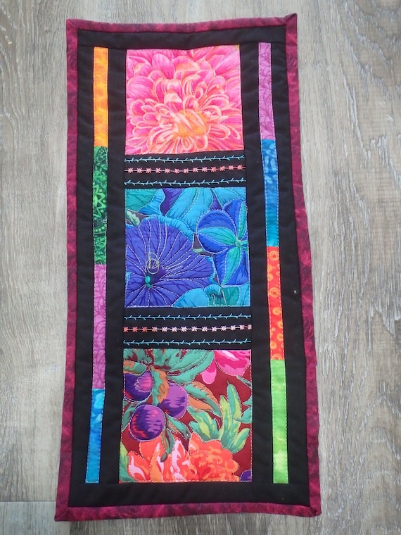 Quilted Floral Wall Hanging. Art Quilt Etsy