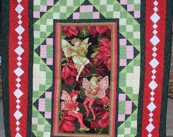twin size red fairy quilt