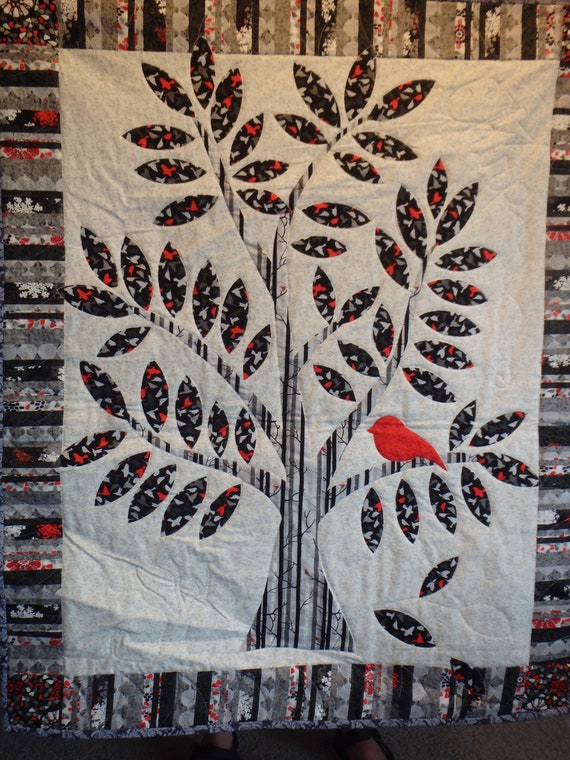 Black And White Quilt Bird Quiltbaby Quilt Crib Quilt Etsy