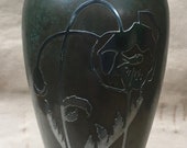 Large Arts Crafts Hientz Silvercrest Green Vase