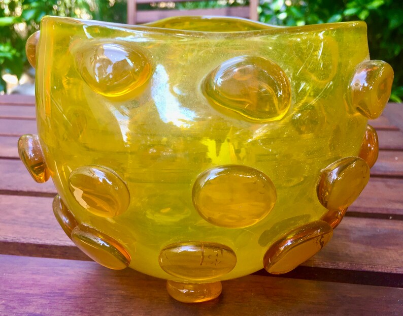 Mid Century Modern Wayne Husted Amber Blenko Art Glass Vase 1959 Etsy