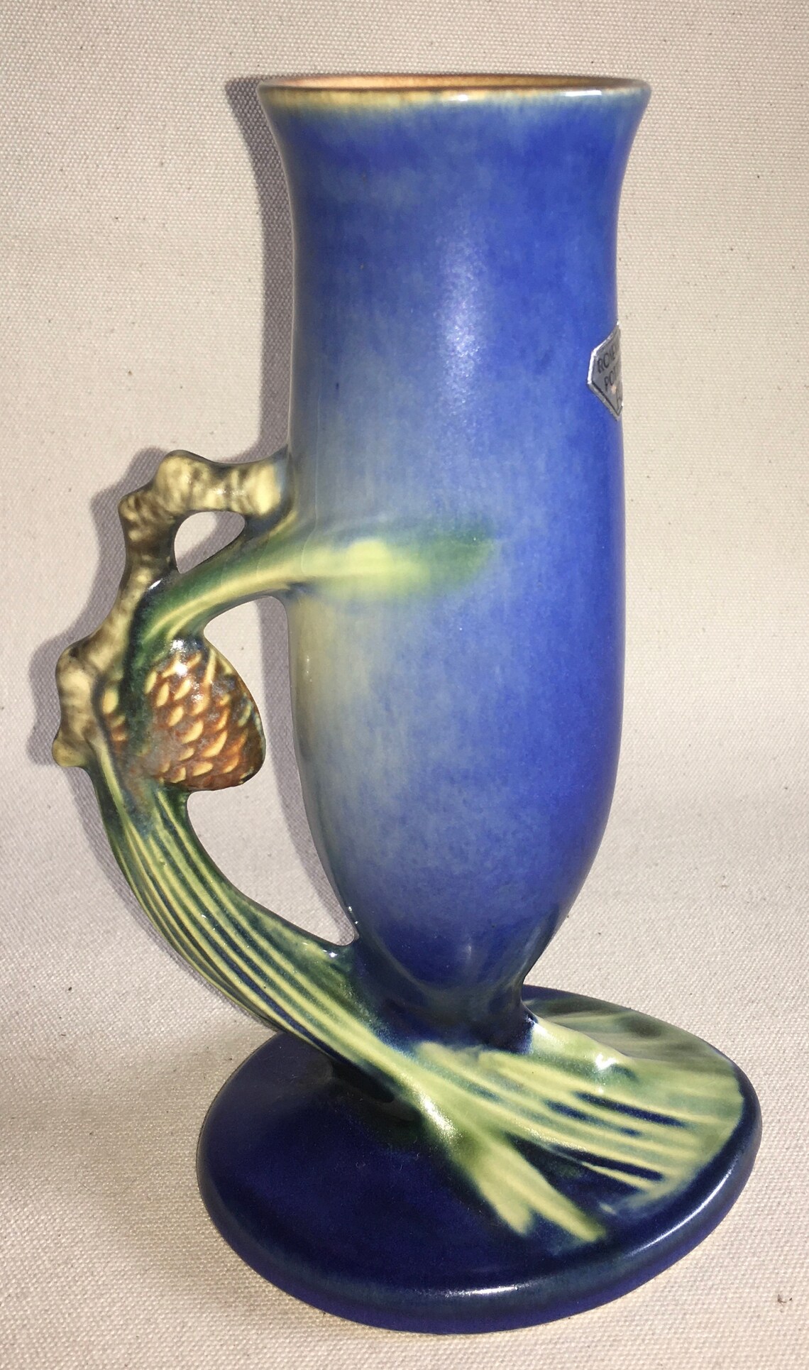 Vintage Roseville Blue Pinecone Vase Etsy