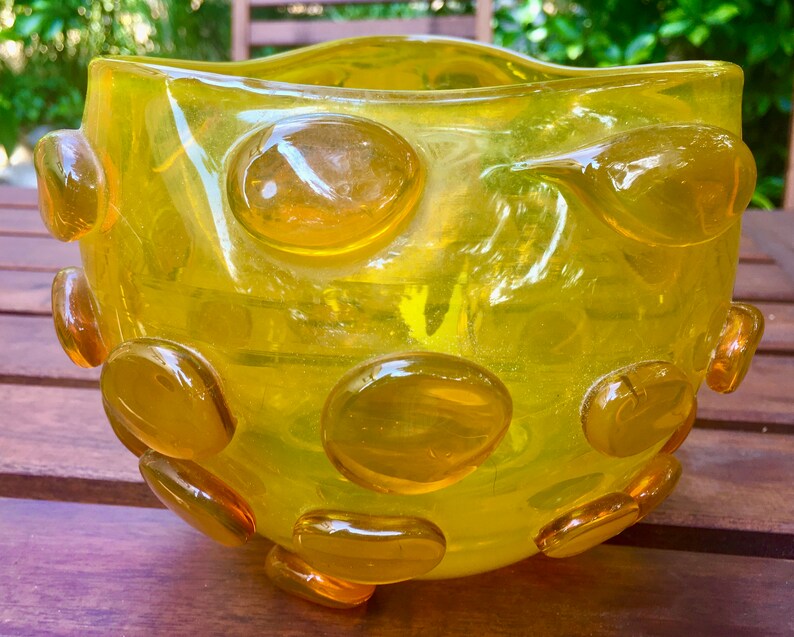 Mid Century Modern Wayne Husted Amber Blenko Art Glass Vase 1959 Etsy
