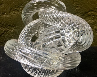Böhmische Kunst Glas Schlangenskulptur Papiergewicht