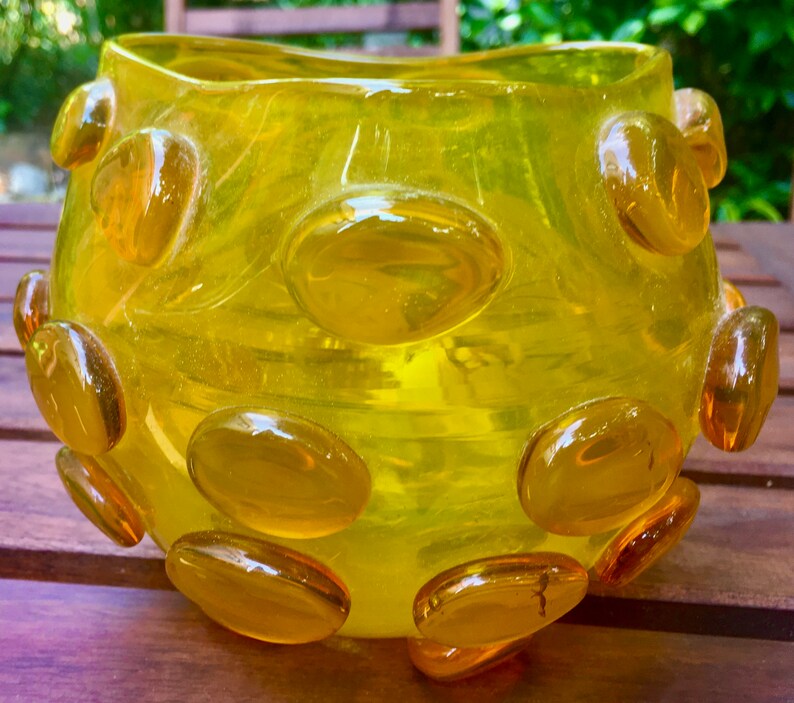 Mid Century Modern Wayne Husted Amber Blenko Art Glass Vase 1959 Etsy