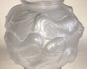 Czech Koi Fish Lalique Style Bowl Vase