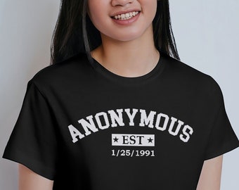 NA ANONYMOUS CLEAN Date  Ladies T-shirt - Color Options - S-5X - 100% cotton - Free Shipping - Narcotics Anonymous