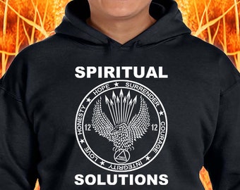 AA hoodie SPIRITUAL SOLUTIONS   Black Pull Over Hoodie - Free Shipping - Alcoholics Anonymous