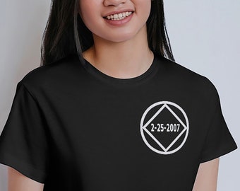 NA Clean Date T-Shirt: Narcotics Anonymous Service Symbol, 100% Cotton