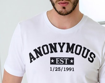 NA ANONYMOUS CLEAN Date  T-shirt - Color Options - S-5X - 100% cotton - Free Shipping - Narcotics Anonymous