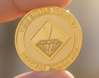 Gold NA Recovery Medallion, Narcotics Anonymous, Clean Time Medallion