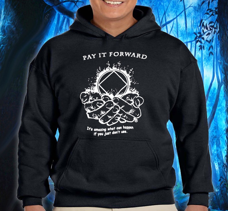 na PAY It FORWARD Black Pull Over Hoodie Free Shipping Narcotics Anonymous imagem 4