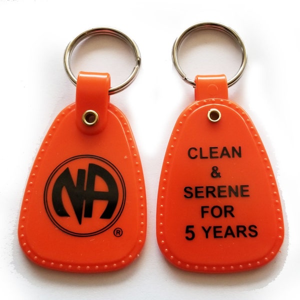 NA Orange & Black  Key Tag - 5 Year Clean Time Key Tag - Narcotics Anonymous