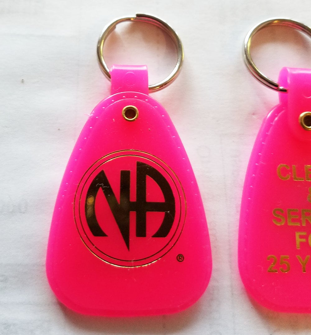 Narcotics Anonymous key ring NA Red & Gold Eagle Key Tag 1 1/4" x 1" 