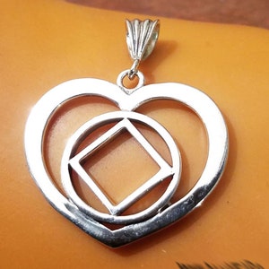 NA Large Heart With NA Service Symbol Pendant - Narcotics Anonymous - Free Domestic Shipping