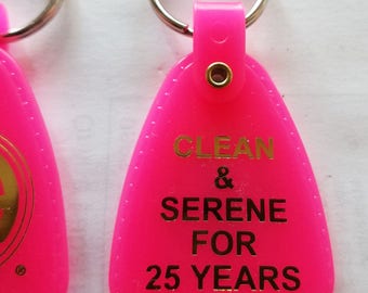 NA Pink & Gold Key Tag - 25 Year Clean Time Key Tag - Narcotics Anonymous