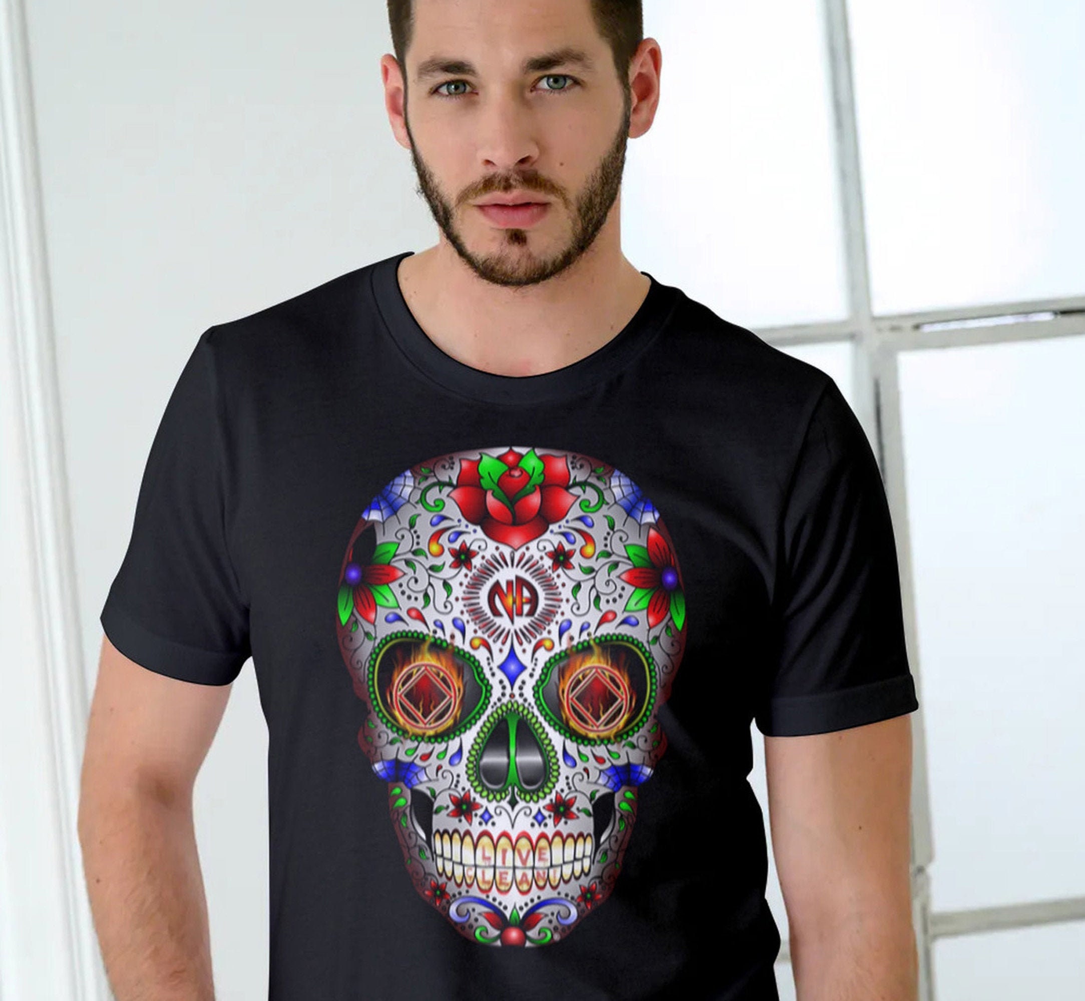 INVERTED SUGAR SKULL Narcotics Anonymous Graphic T-shirt  S-4X