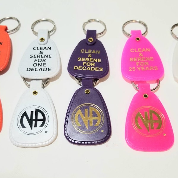 NA 5yr, 10yr,  20yr, 25yr & 30yr Year  Clean Time Key Tag - Narcotics Anonymous - Free Shipping