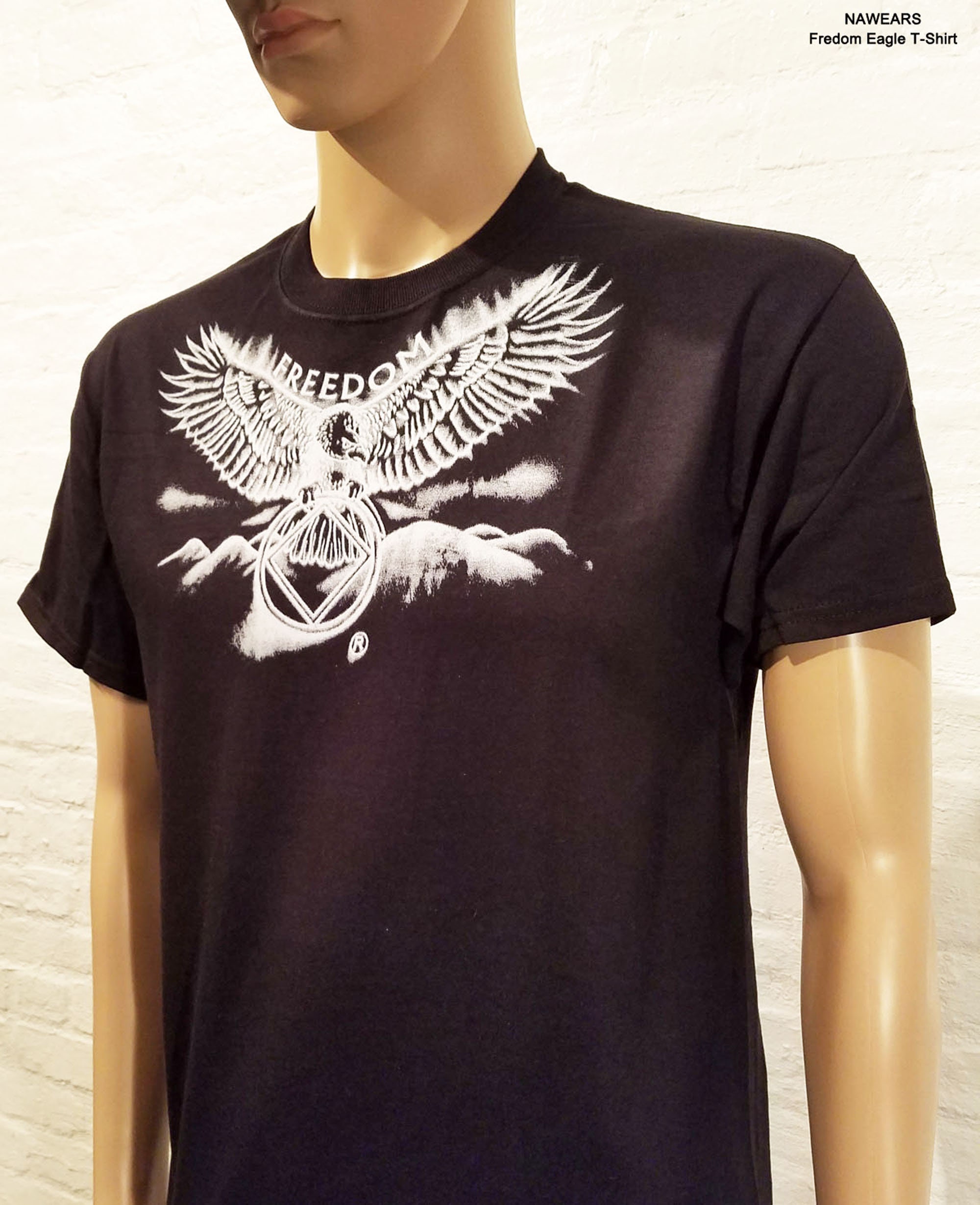 NA FREEDOM EAGLE  Black 100% Cotton T-Shirt Narcotics Anonymous