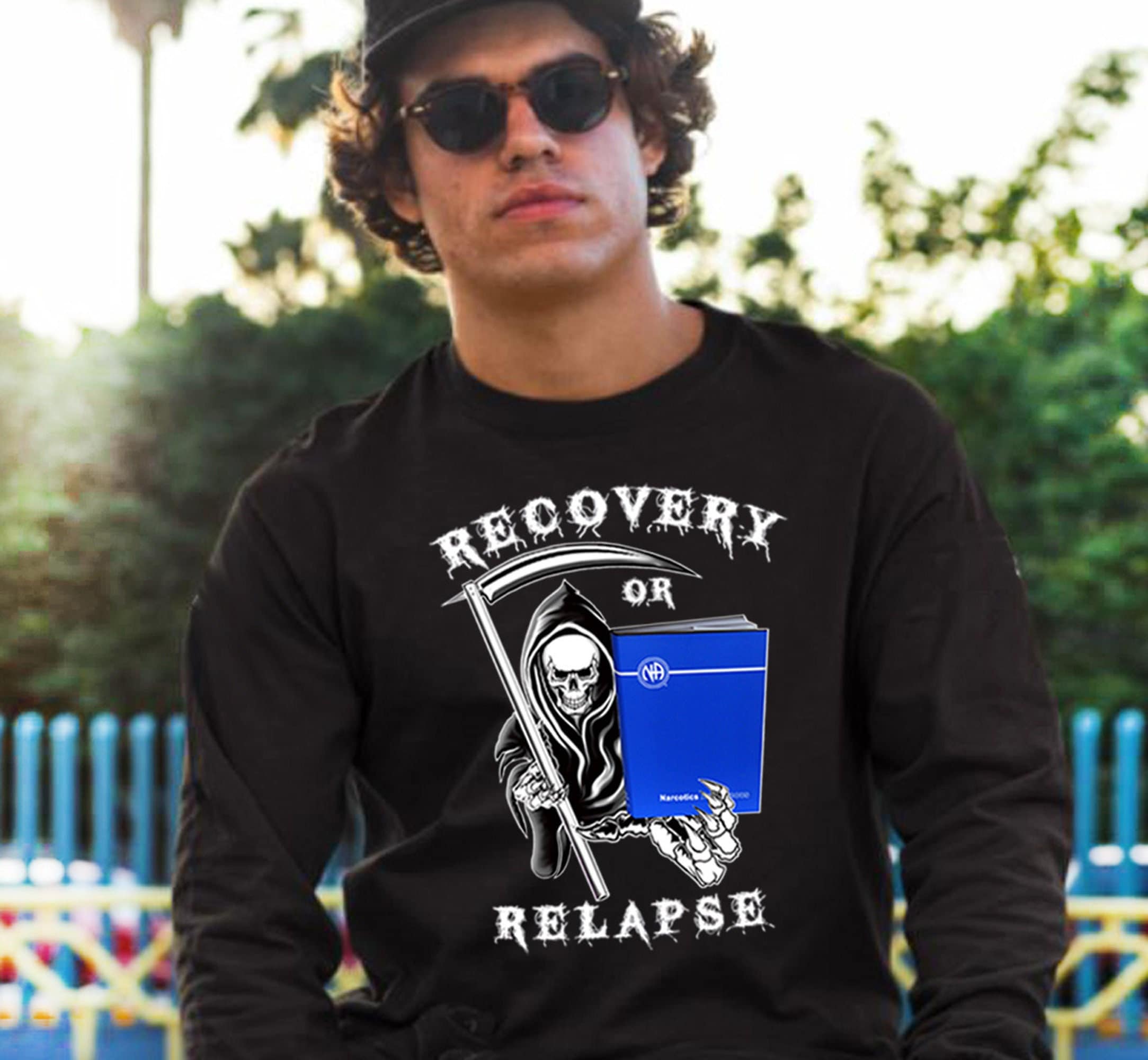 NA Recovery or Relapse Reaper T-shirt - 100% Cotton - Narcotics 