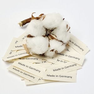 Textiletiketten aus Naturbaumwollband mit der Aufschrift &quot;Made in Germany&quot; 25 Stück