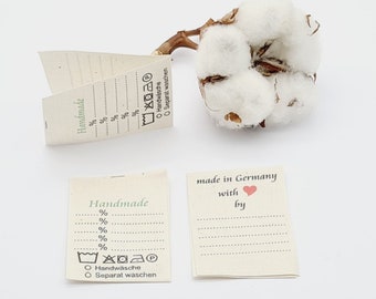 25 universal textile labels on natural cotton ribbon