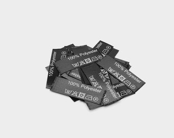 50 black textile labels 100% polyester