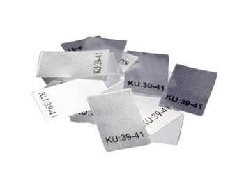 25 textile labels size KU: 39-41