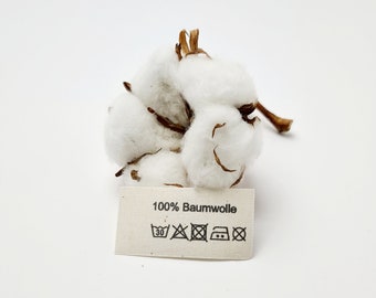 50 Textiletiketten aus Naturbaumwollband mit der Aufschrift 100% Baumwolle