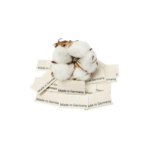 20 Textiletiketten aus Naturbaumwollband mit der Aufschrift &quot;Made in Germany&quot;