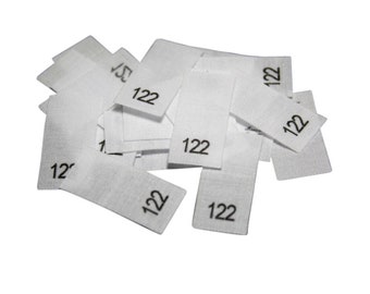 25 size labels - size 122 on mixed tape