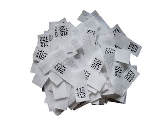 25 size labels - size 116/122 on mixed tape
