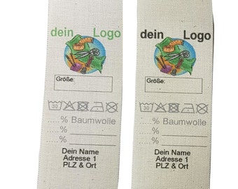 Textile labels customized, your label with logo on natural cotton