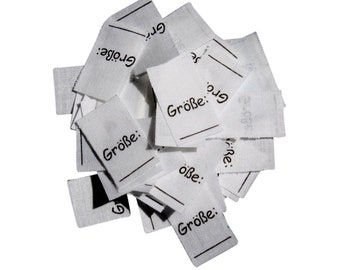 25 textile labels "Size___"