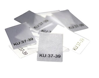 25 textile labels size KU: 37-39