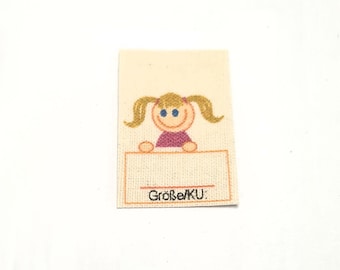 Universal sizes for children's clothing with a girl's motif 20 pieces. for labeling