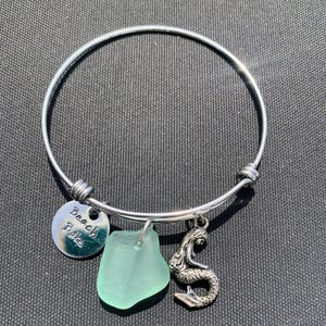 Expandable Beach Babe, Mermaid & Genuine Sea Glass Bracelet image 1
