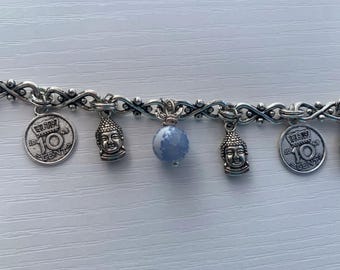 Handmade Boho Buddha Coin Charm Bracelet | Spiritual Jewelry