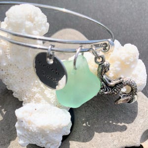 Expandable Beach Babe, Mermaid & Genuine Sea Glass Bracelet image 6