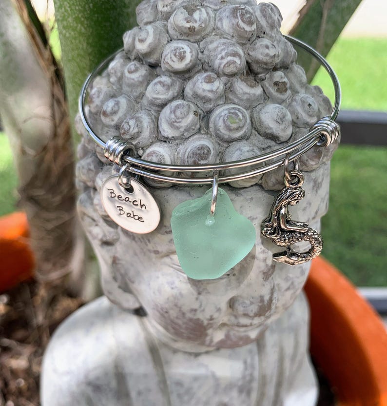 Expandable Beach Babe, Mermaid & Genuine Sea Glass Bracelet image 7